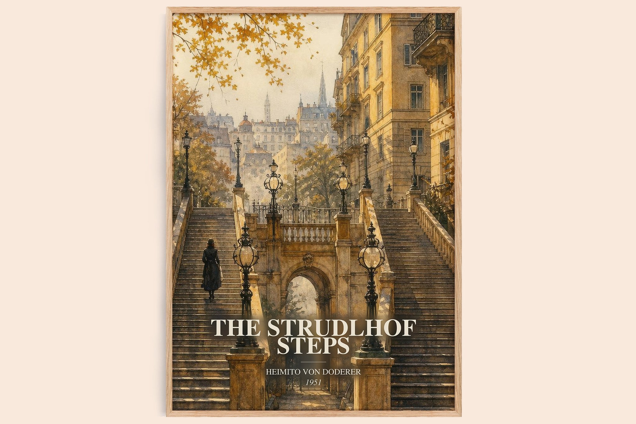 Strudlhof Steps Book Watercolour Illustration by Heimito von Doderer
