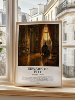 Beware Of Pity Bookish Wall Art by Stefan Zweig – framed print by a bright window