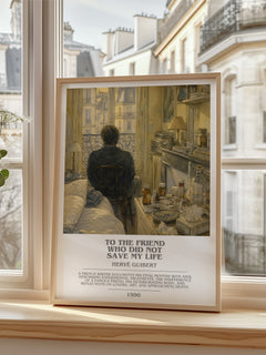 To The Friend Who Did Not Save My Life Bookish Wall Art by H. Guibert – framed print by a bright window