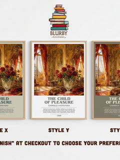 The Child Of Pleasure Bookish Wall Art by Gabriele D'Annunzio – Style X, Y and Z side by side – choose your finish