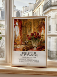 The Child Of Pleasure Bookish Wall Art by Gabriele D'Annunzio – framed print by a bright window