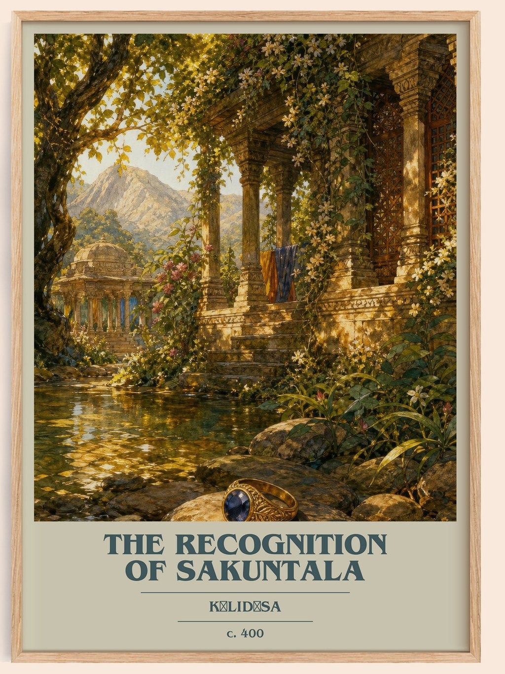 The Recognition of Sakuntala book cover book poster by Kālidāsa – framed literary art print