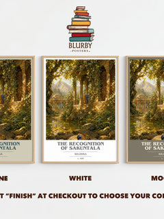 The Recognition of Sakuntala book cover print framed by window – Stone, White and Mocha side by side – choose your colour