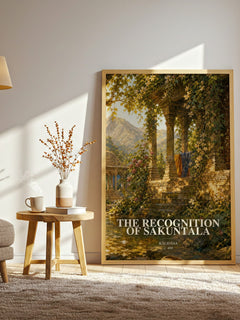 The Recognition of Sakuntala watercolour print in frame leaning in hallway – poetry wall art