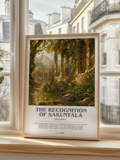The Recognition of Sakuntala bookish print in frame leaning in hallway – poetry wall art