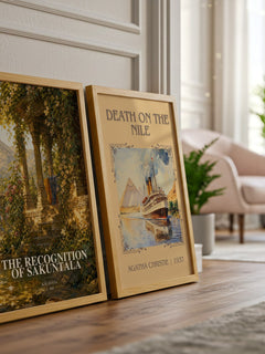 The Recognition of Sakuntala watercolour print framed by window – literary home decor