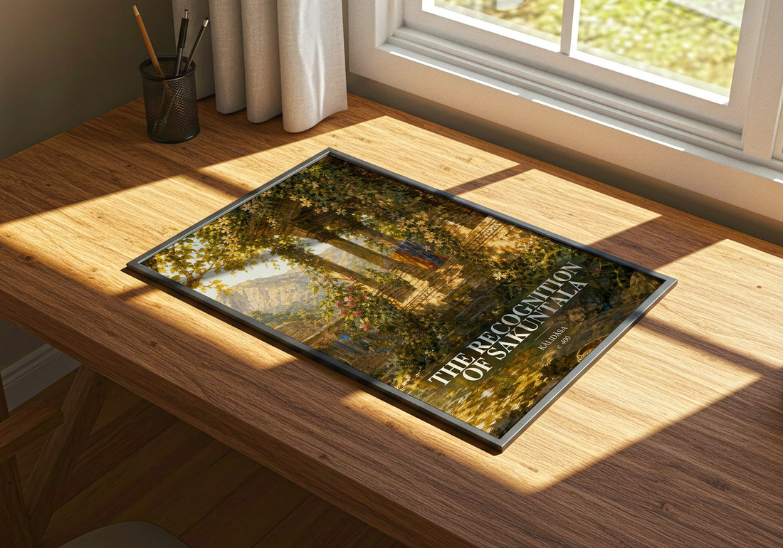 The Recognition of Sakuntala watercolour book poster framed on wall – poetry wall art