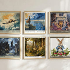 The Recognition of Sakuntala literary print in frame leaning in hallway – poetry wall art