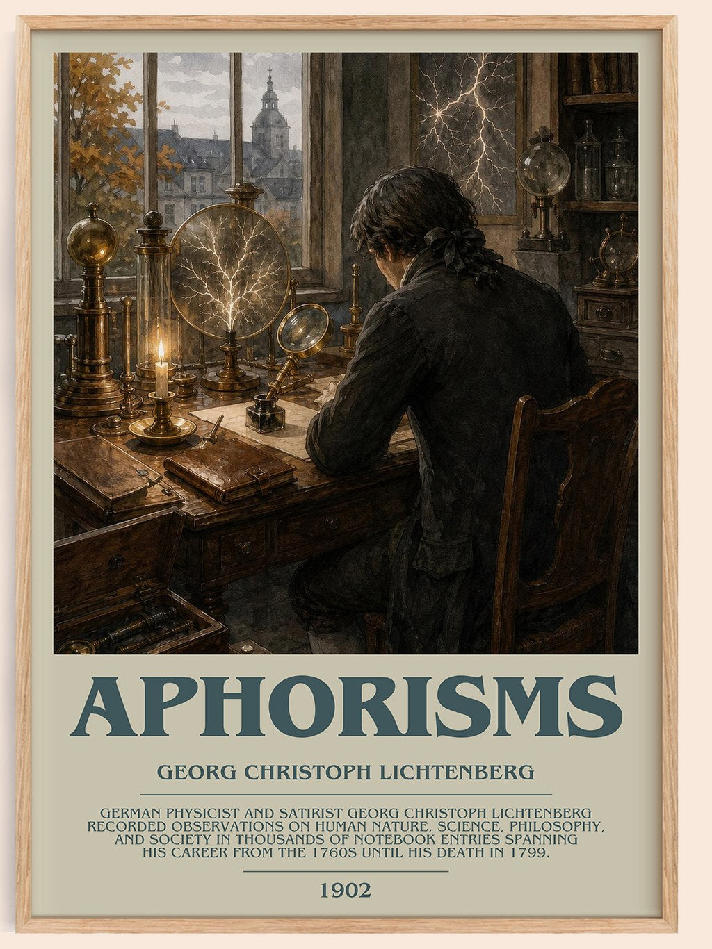 Aphorisms Bookish Wall Art by Georg Christoph Lichtenberg – framed poster