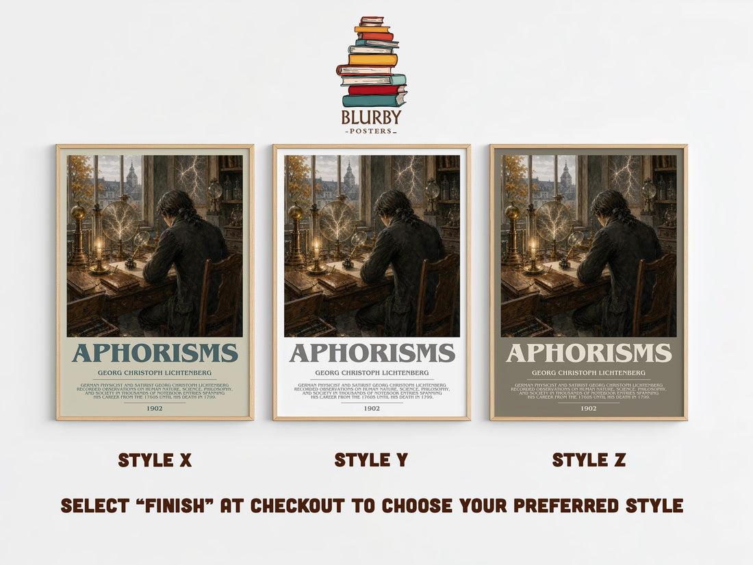 Aphorisms Bookish Wall Art by Georg Christoph Lichtenberg – Style X, Y and Z side by side – choose your finish