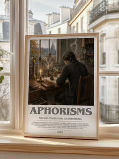 Aphorisms Bookish Wall Art by Georg Christoph Lichtenberg – framed print by a bright window