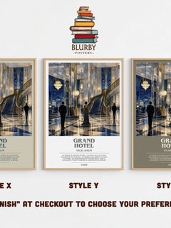 Grand Hotel Bookish Wall Art by Vicki Baum – Style X, Y and Z side by side – choose your finish
