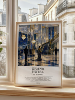 Grand Hotel Bookish Wall Art by Vicki Baum – framed print by a bright window