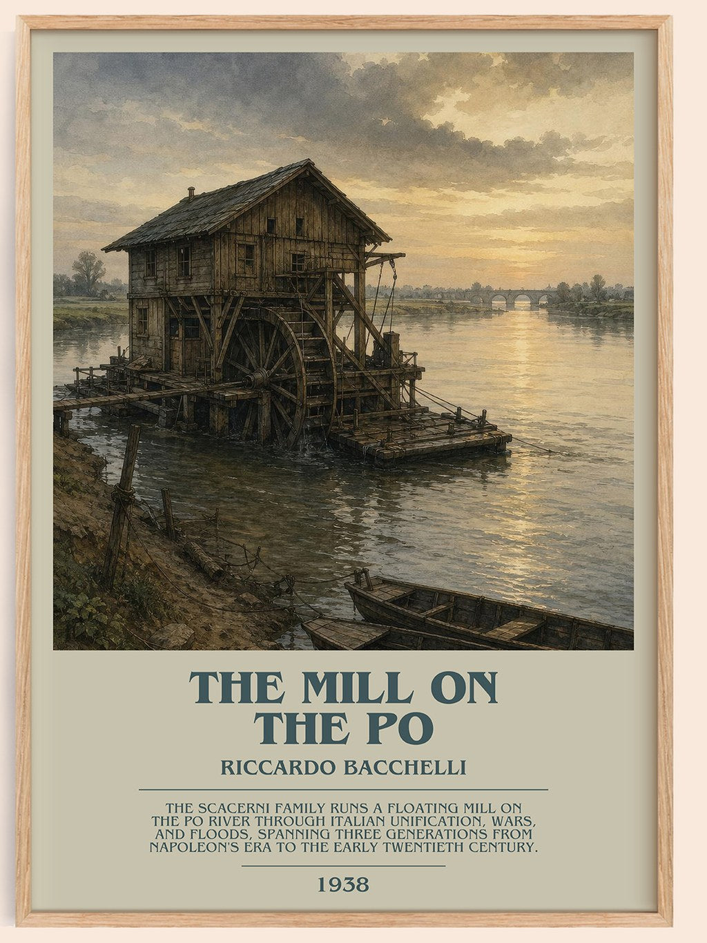 The Mill On The Po Bookish Wall Art by Riccardo Bacchelli – framed poster