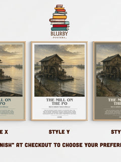 The Mill On The Po Bookish Wall Art by Riccardo Bacchelli – Style X, Y and Z side by side – choose your finish