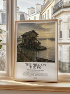 The Mill On The Po Bookish Wall Art by Riccardo Bacchelli – framed print by a bright window