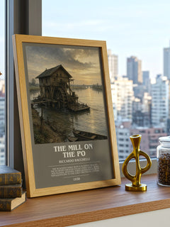The Mill On The Po Bookish Wall Art by Riccardo Bacchelli – framed print on a city-view windowsill