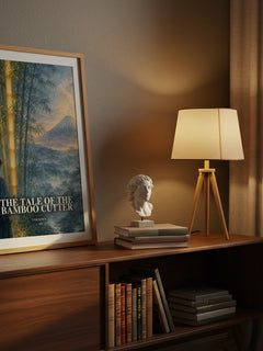 The Tale of the Bamboo Cutter watercolour print on bookshelf – Unknown fan gift
