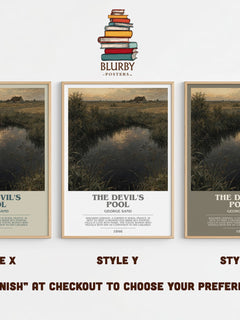 The Devil's Pool Bookish Wall Art by George Sand – Style X, Y and Z side by side – choose your finish