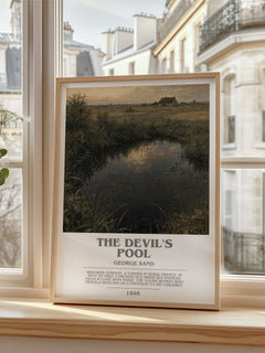 The Devil's Pool Bookish Wall Art by George Sand – framed print by a bright window
