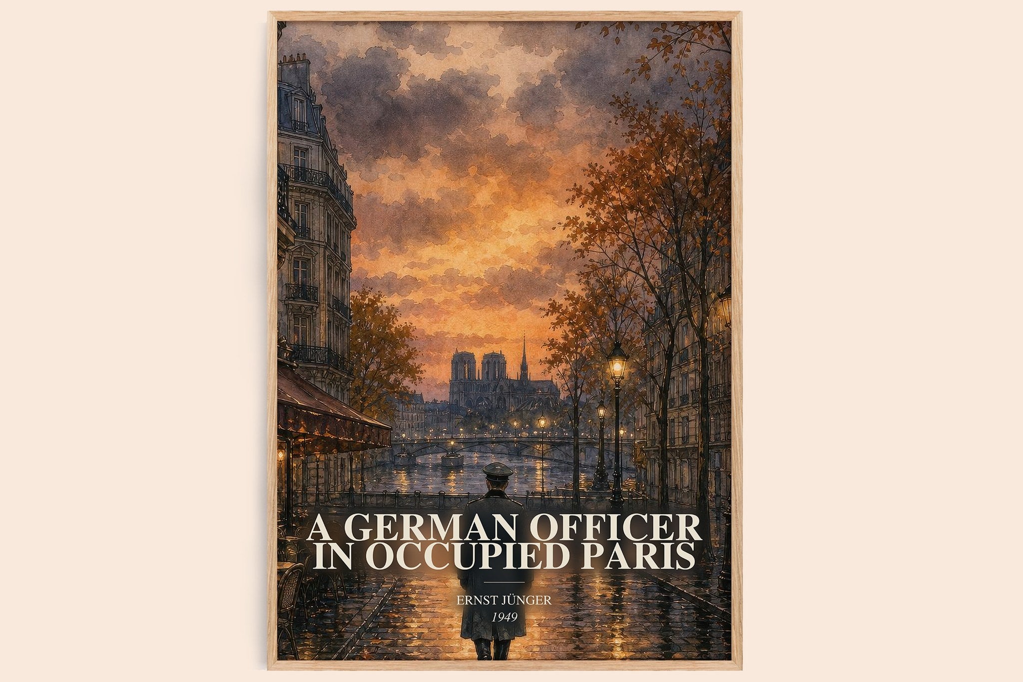 German Officer in Occupied Paris Book Watercolour Illustration – E.