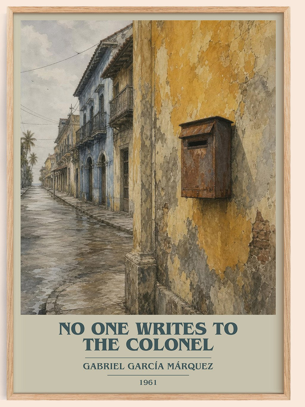 No One Writes to the Colonel book cover book poster by Gabriel García Márquez – framed literary art print