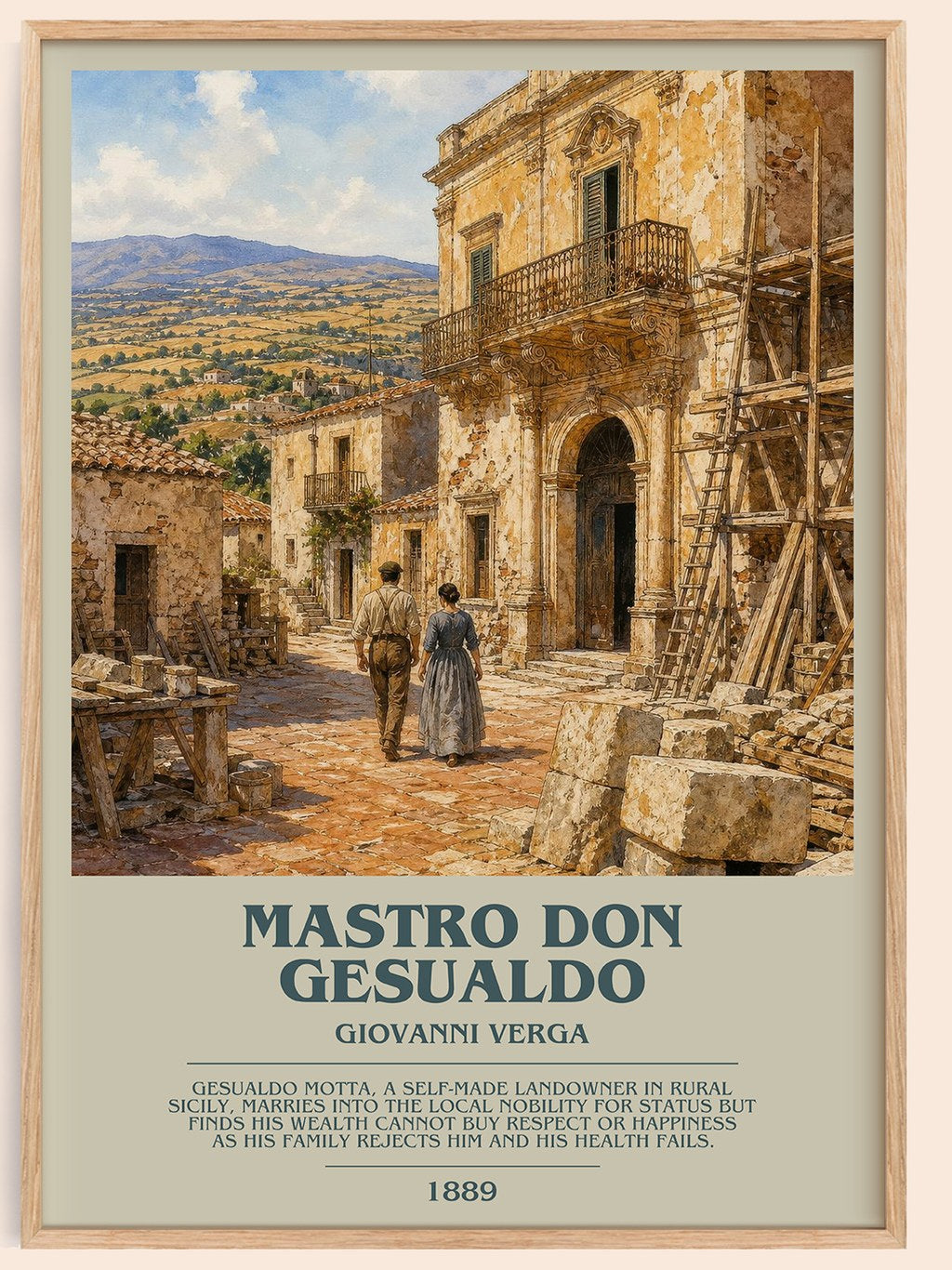 Mastro Don Gesualdo Bookish Wall Art by Giovanni Verga – framed poster