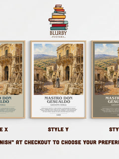 Mastro Don Gesualdo Bookish Wall Art by Giovanni Verga – Style X, Y and Z side by side – choose your finish