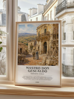 Mastro Don Gesualdo Bookish Wall Art by Giovanni Verga – framed print by a bright window