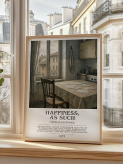 Happiness, as Such Bookish Wall Art by Natalia Ginzburg – framed print by a bright window