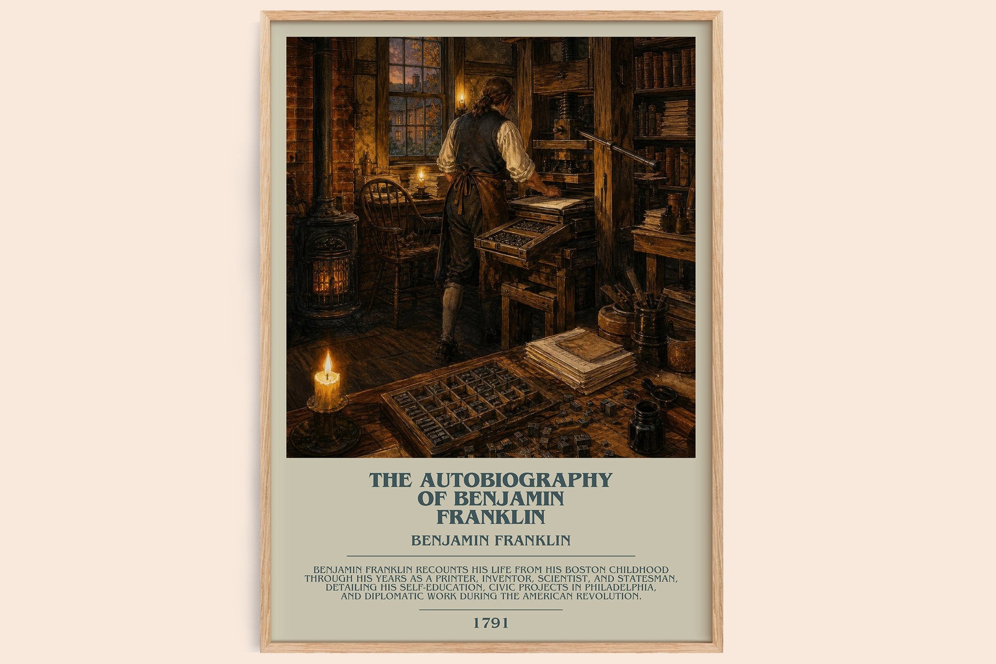 Autobiography of Benjamin Franklin Bookish Wall Art by B. Franklin
