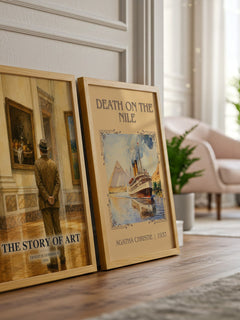The Story of Art watercolour print framed by window – literary home decor