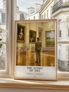 The Story of Art book cover print in frame leaning in hallway – __new__:educational wall art