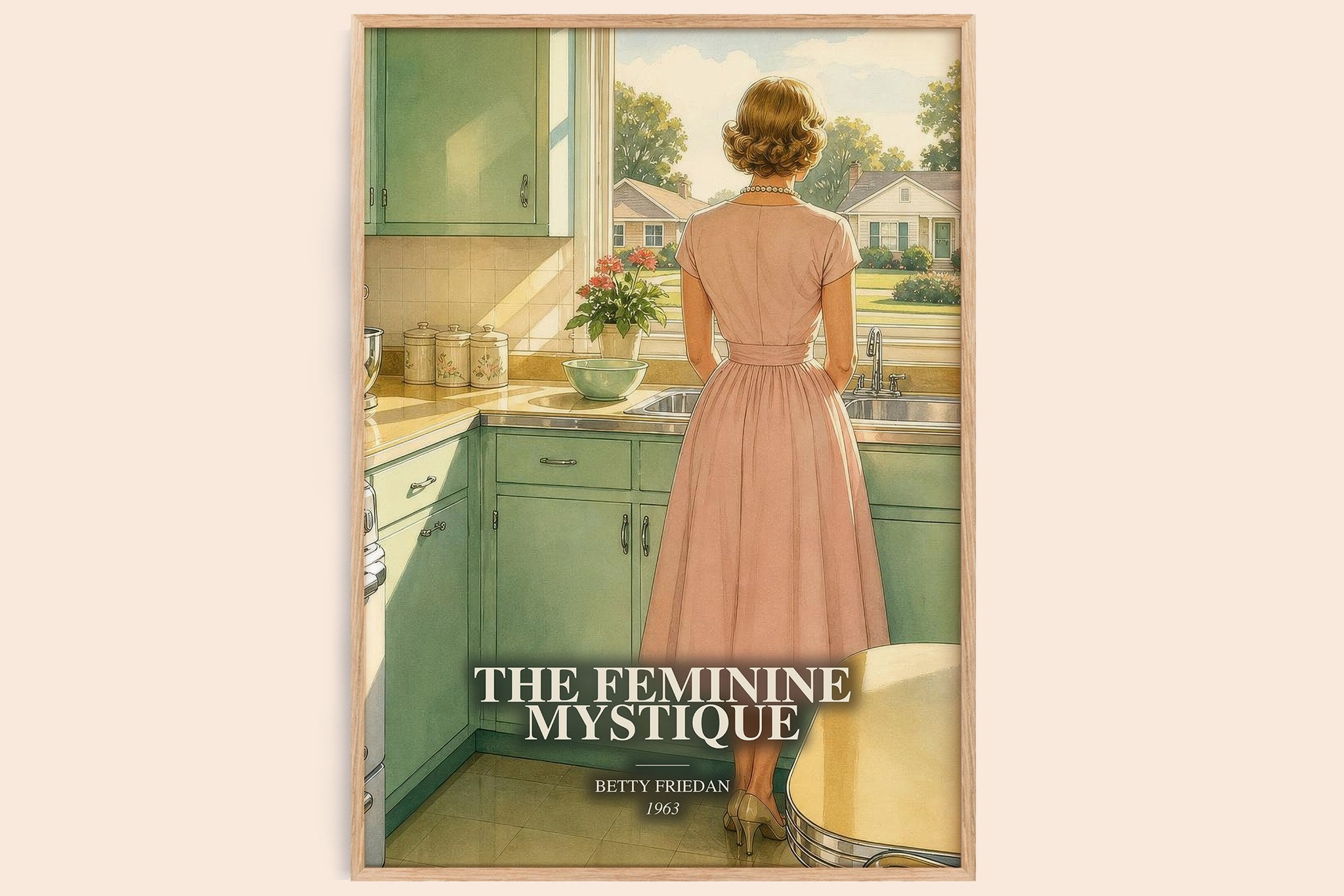 The Feminine Mystique Book Watercolour Illustration by Betty Friedan