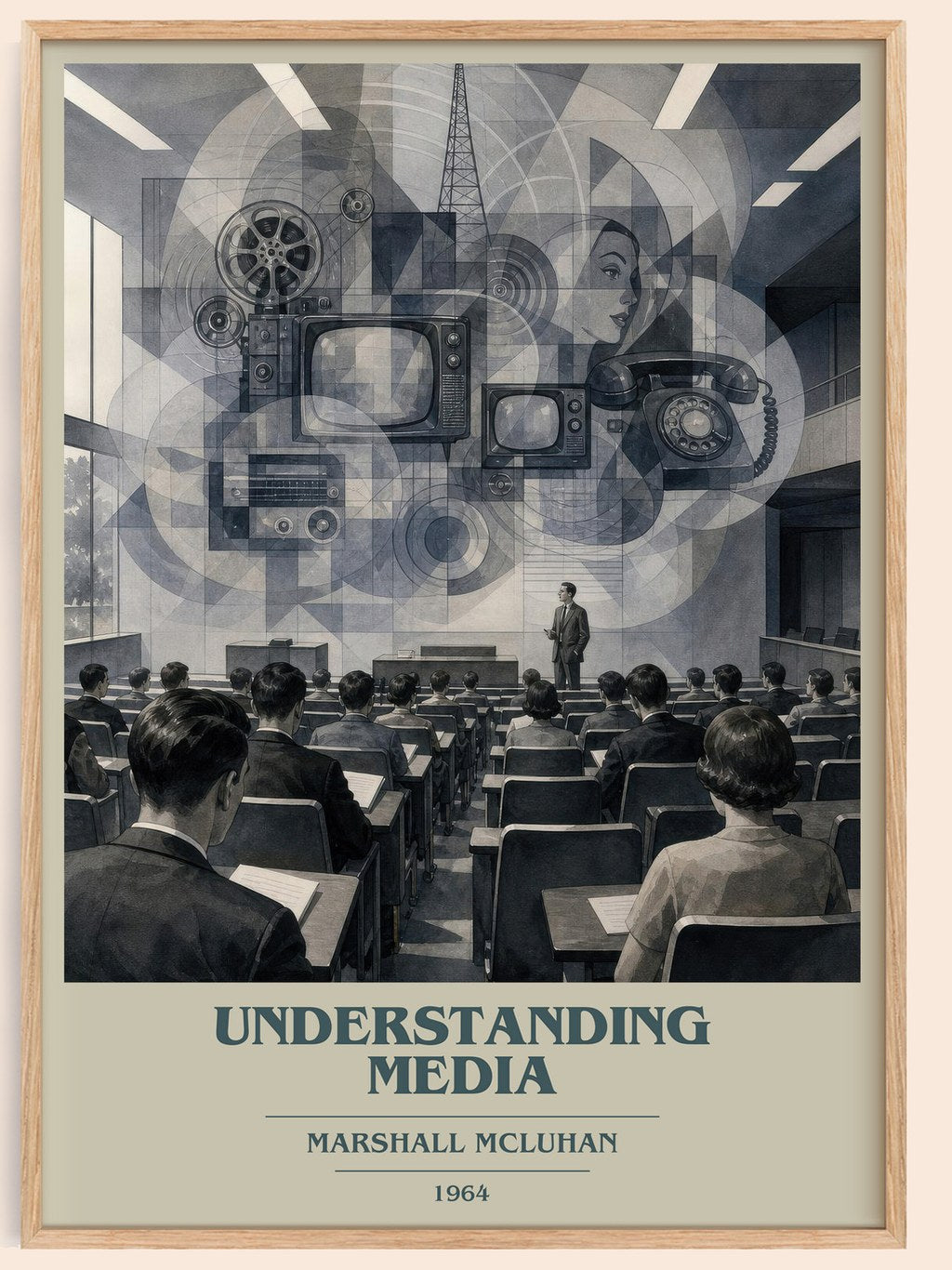 Understanding Media book cover book poster by Marshall McLuhan – framed literary art print
