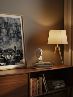 Understanding Media watercolour print on bookshelf – Marshall McLuhan fan gift