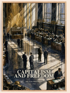 Capitalism and Freedom watercolour book poster by Milton Friedman – framed literary art print