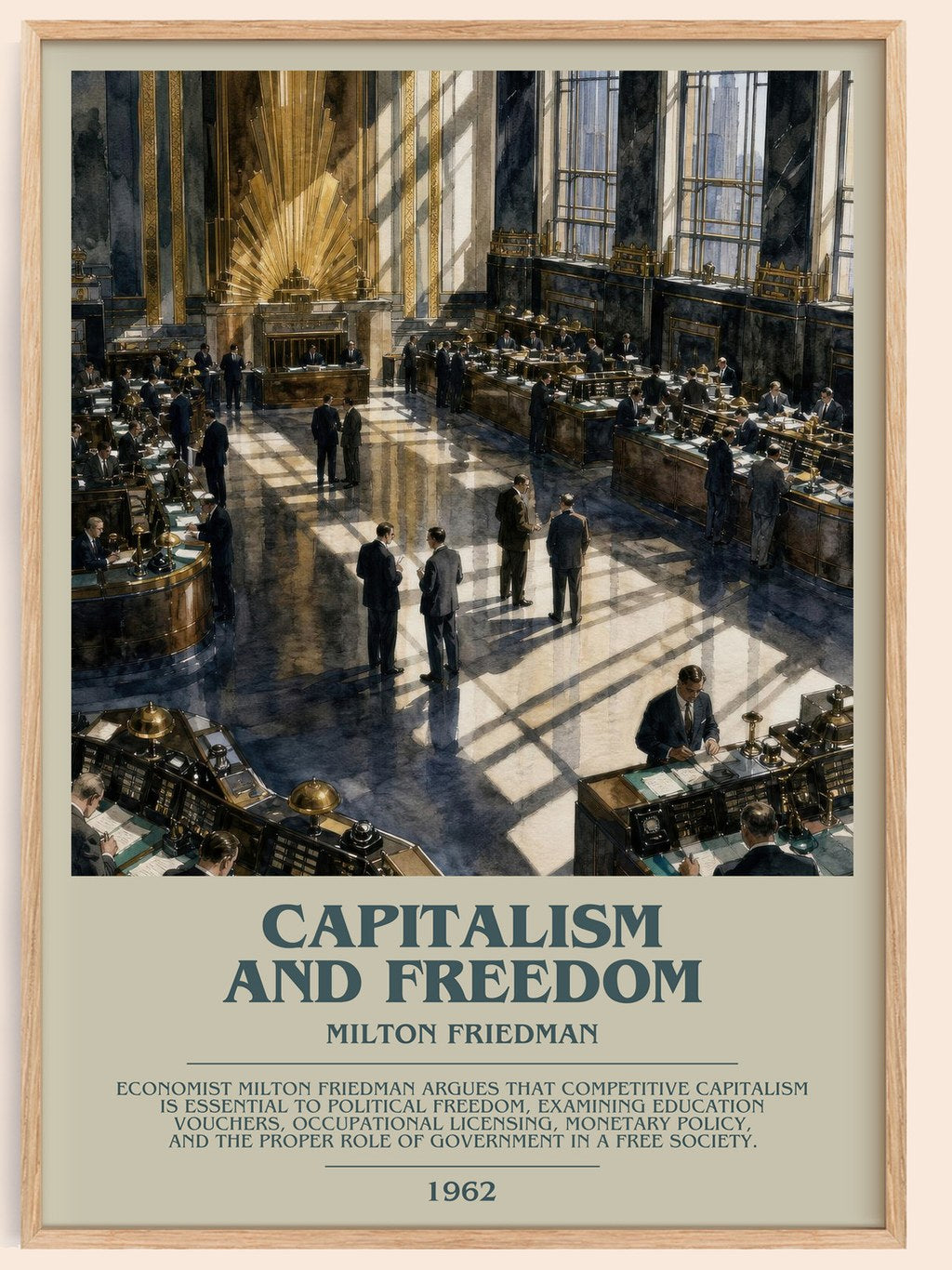 Capitalism and Freedom bookish book poster by Milton Friedman – framed literary art print