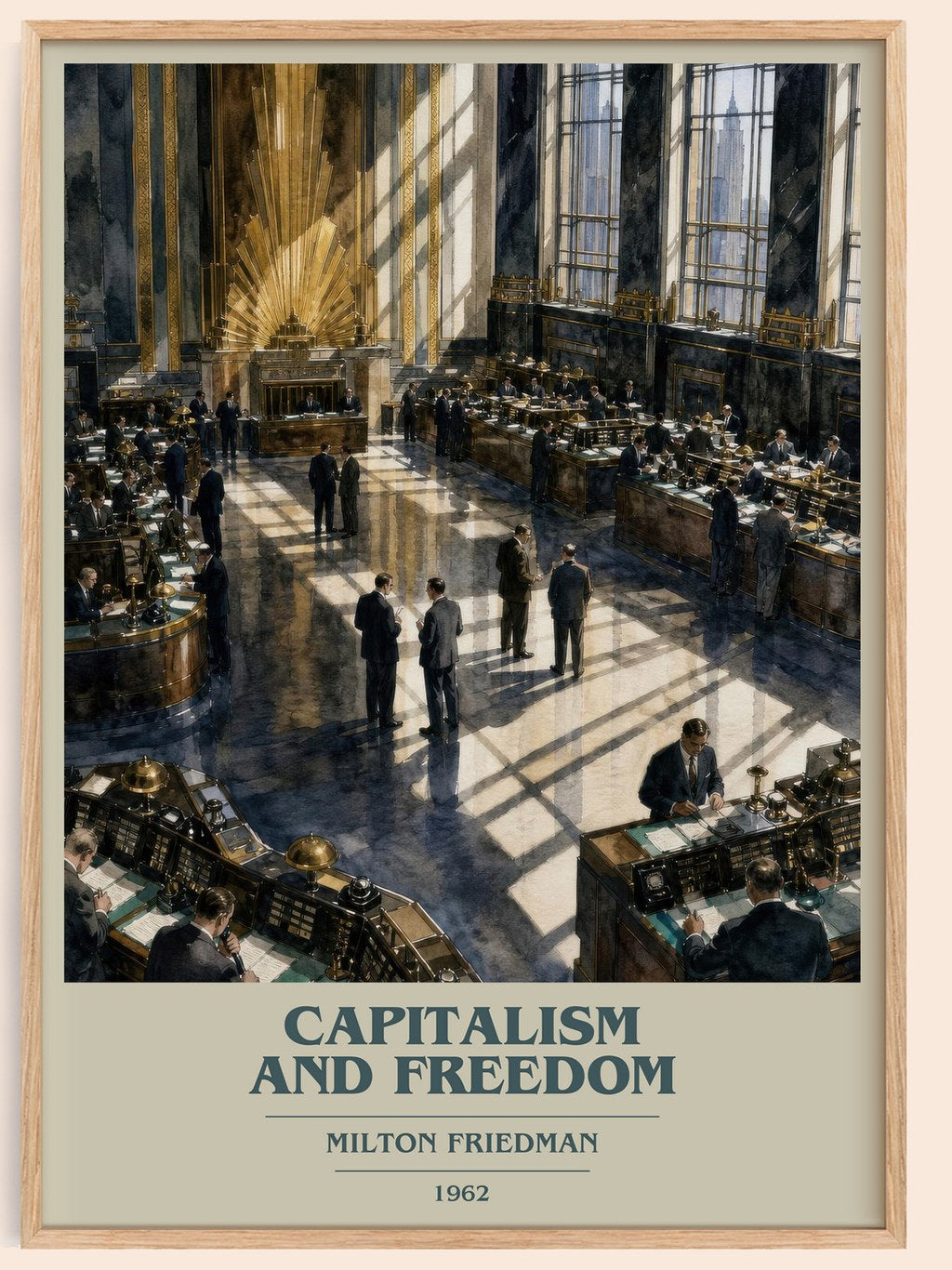 Capitalism and Freedom book cover book poster by Milton Friedman – framed literary art print