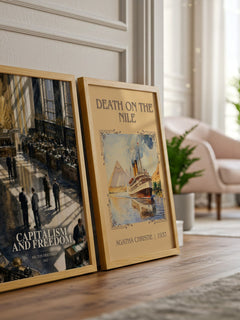 Capitalism and Freedom watercolour print framed by window – literary home decor