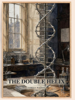 The Double Helix watercolour book poster by James D. Watson – framed literary art print