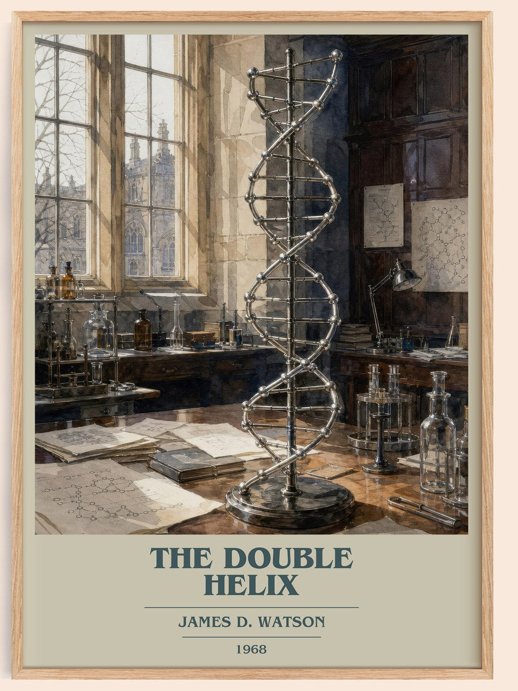 The Double Helix book cover book poster by James D. Watson – framed literary art print