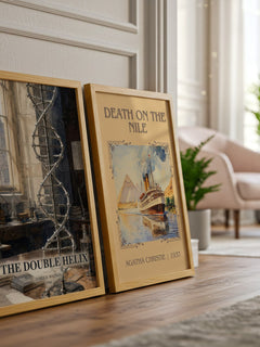 The Double Helix watercolour print framed by window – literary home decor