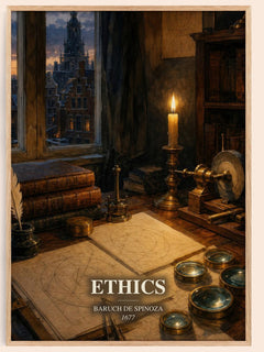 Ethics watercolour book poster by Baruch de Spinoza – framed literary art print