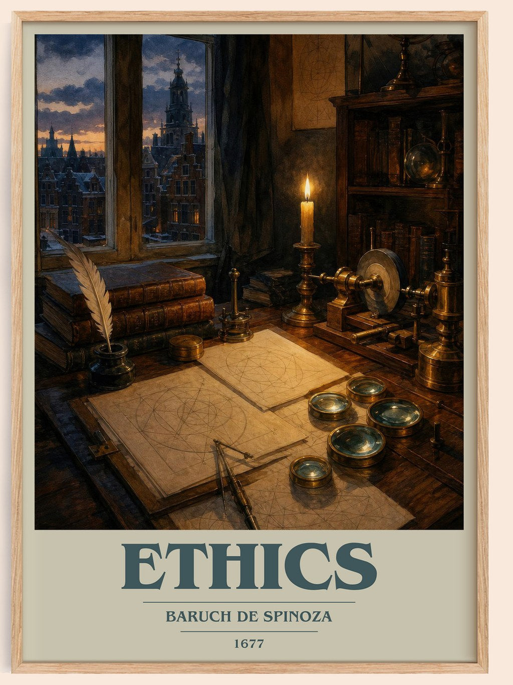 Ethics book cover book poster by Baruch de Spinoza – framed literary art print