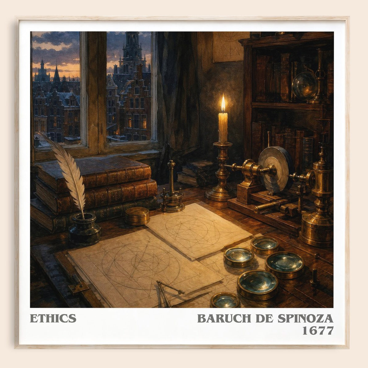 Ethics literary book poster by Baruch de Spinoza – framed literary art print
