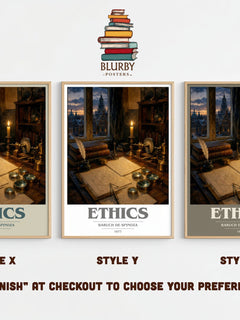 Ethics book cover print framed by window – literary home decor