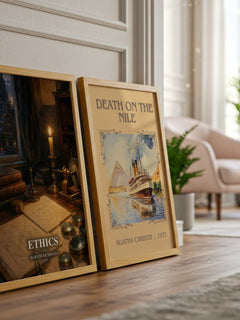 Ethics watercolour print framed by window – literary home decor