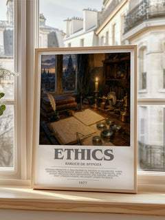 Ethics bookish print in frame leaning in hallway – philosophy wall art