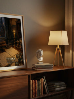 Ethics watercolour print on bookshelf – Baruch de Spinoza fan gift
